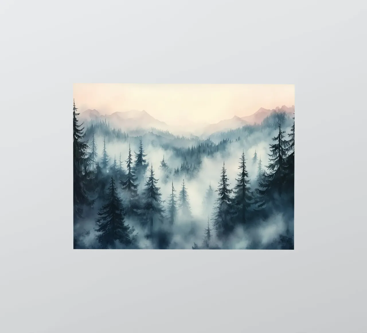 Paysage de montagne dans le brouillard mystique autocollant de Carinaprint
