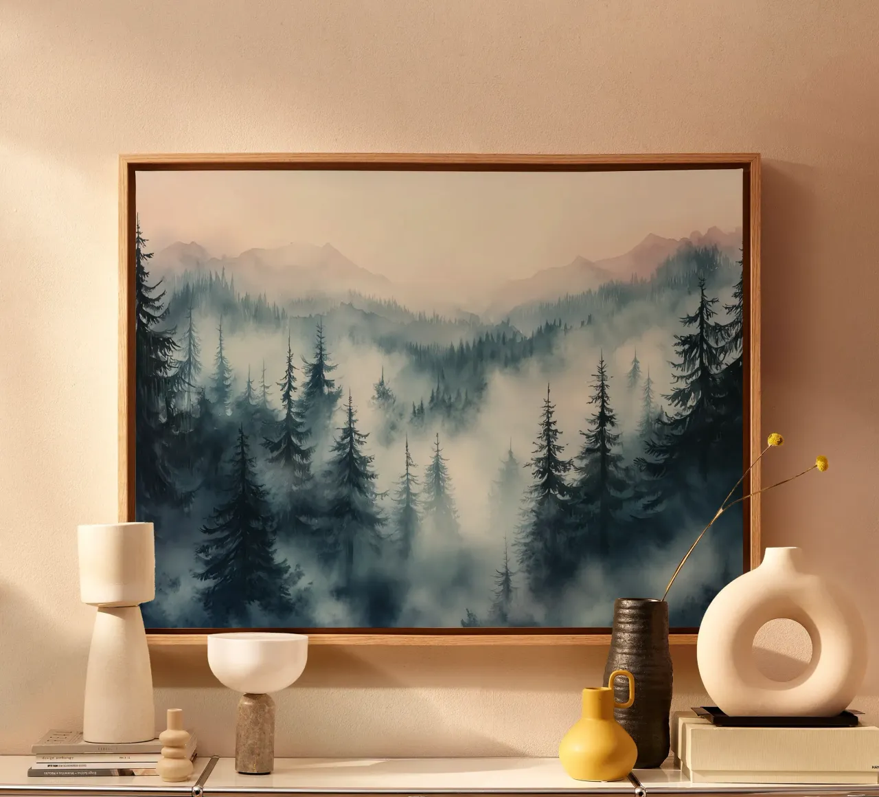 Paesaggio montano nella nebbia mistica tela da Carinaprint