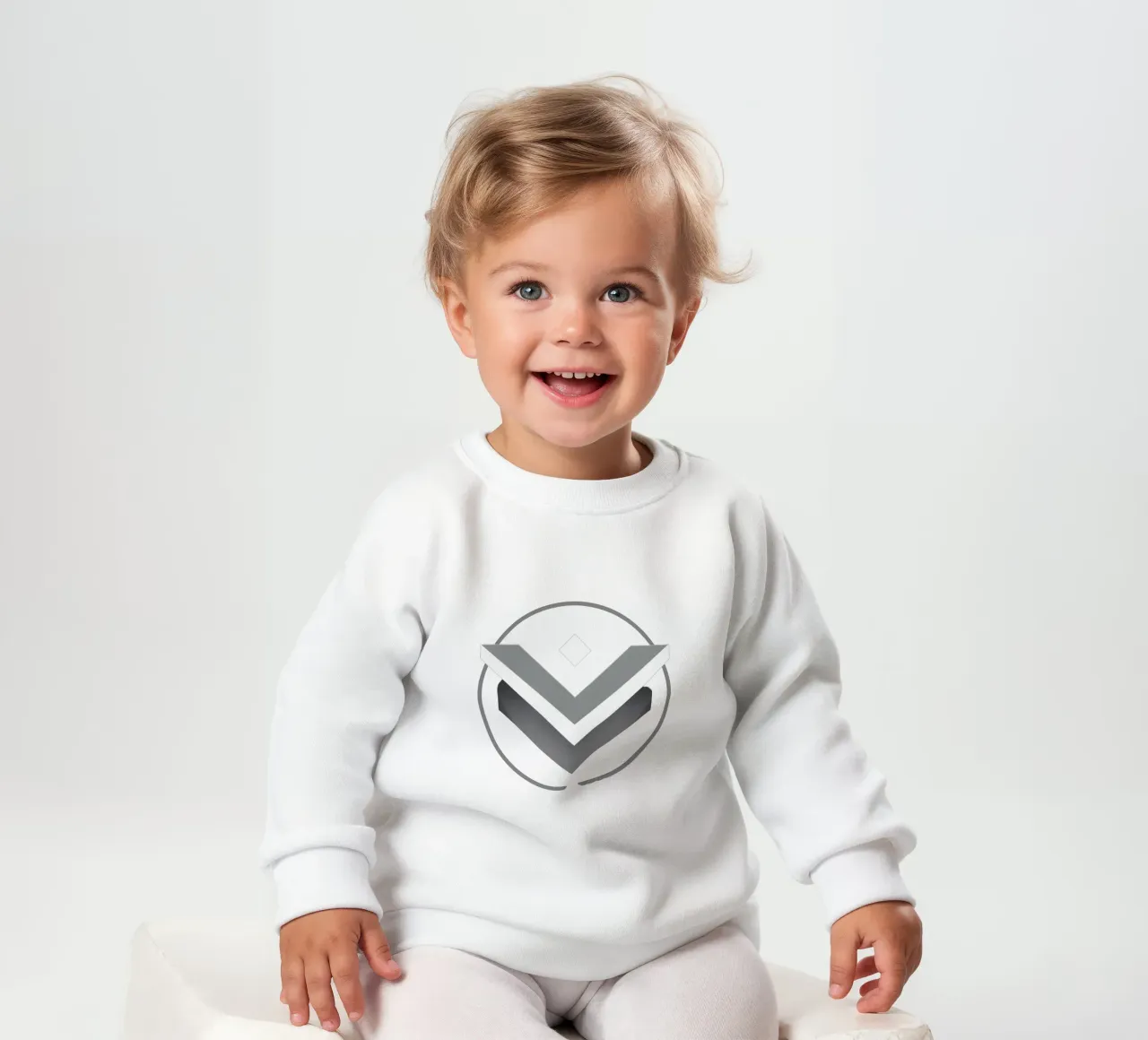 Representación visual de un logotipo geométrico con s sudadera de bebé de DesignDoodle