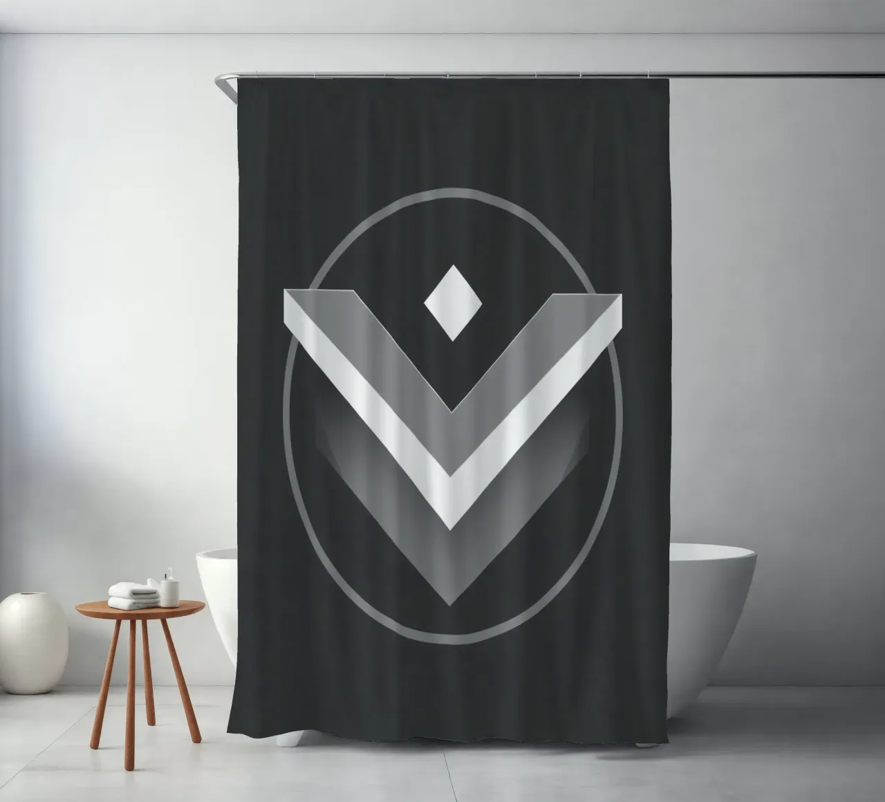 Visual representation of a geometric logo design featuring s shower curtain by DesignDoodle
