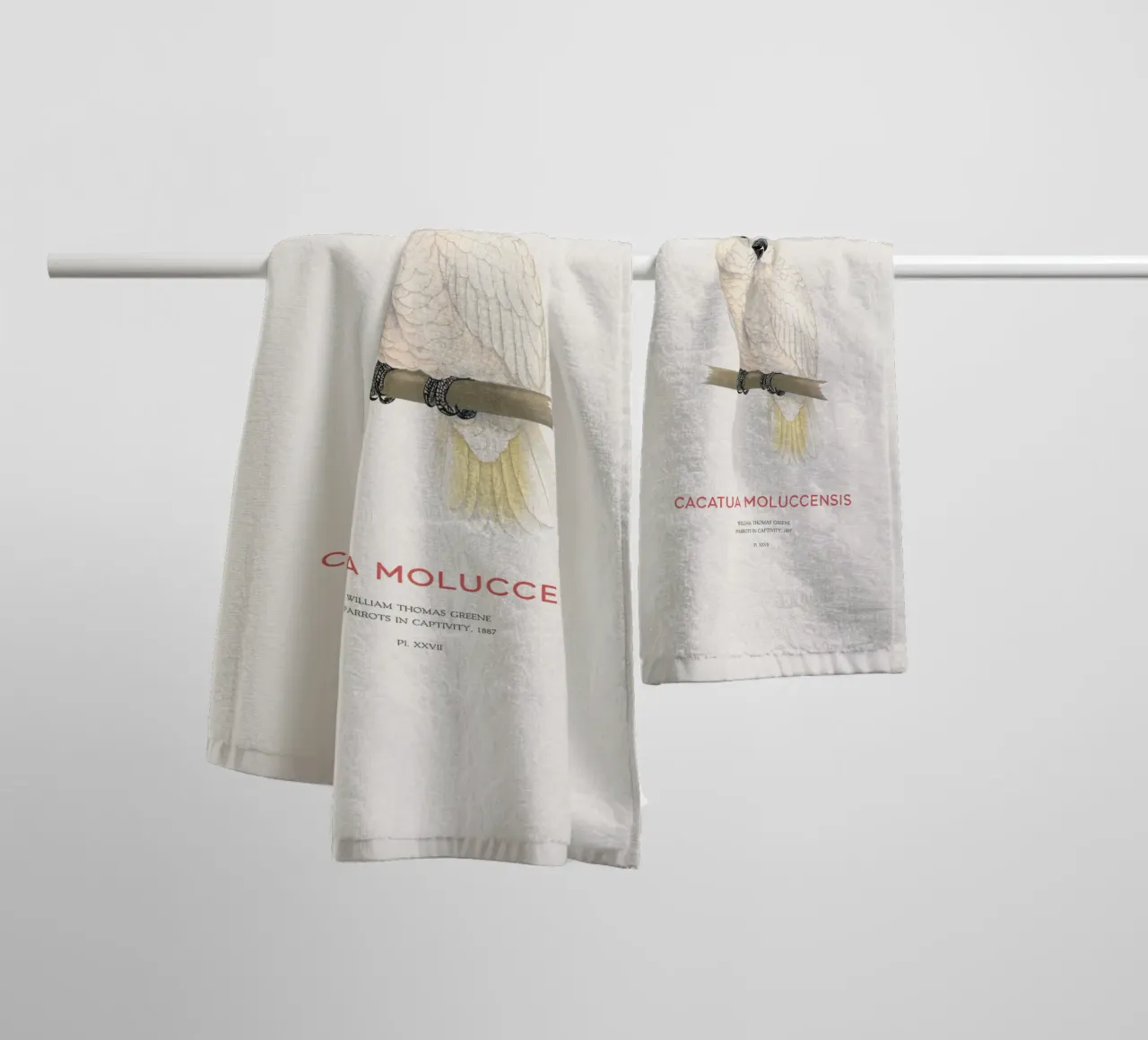 Molukkenkakadu oder Cacatua moluccensis Handtuch von Vintagrafica