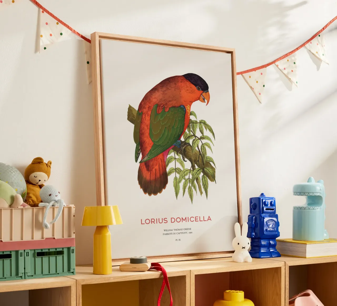 Lorius domicella of purperlibel canvas met Baklijst van Vintagrafica