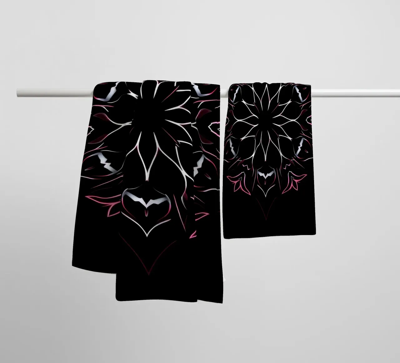 Intricate floral mandala design symmetrical pattern towel by DesignDoodle