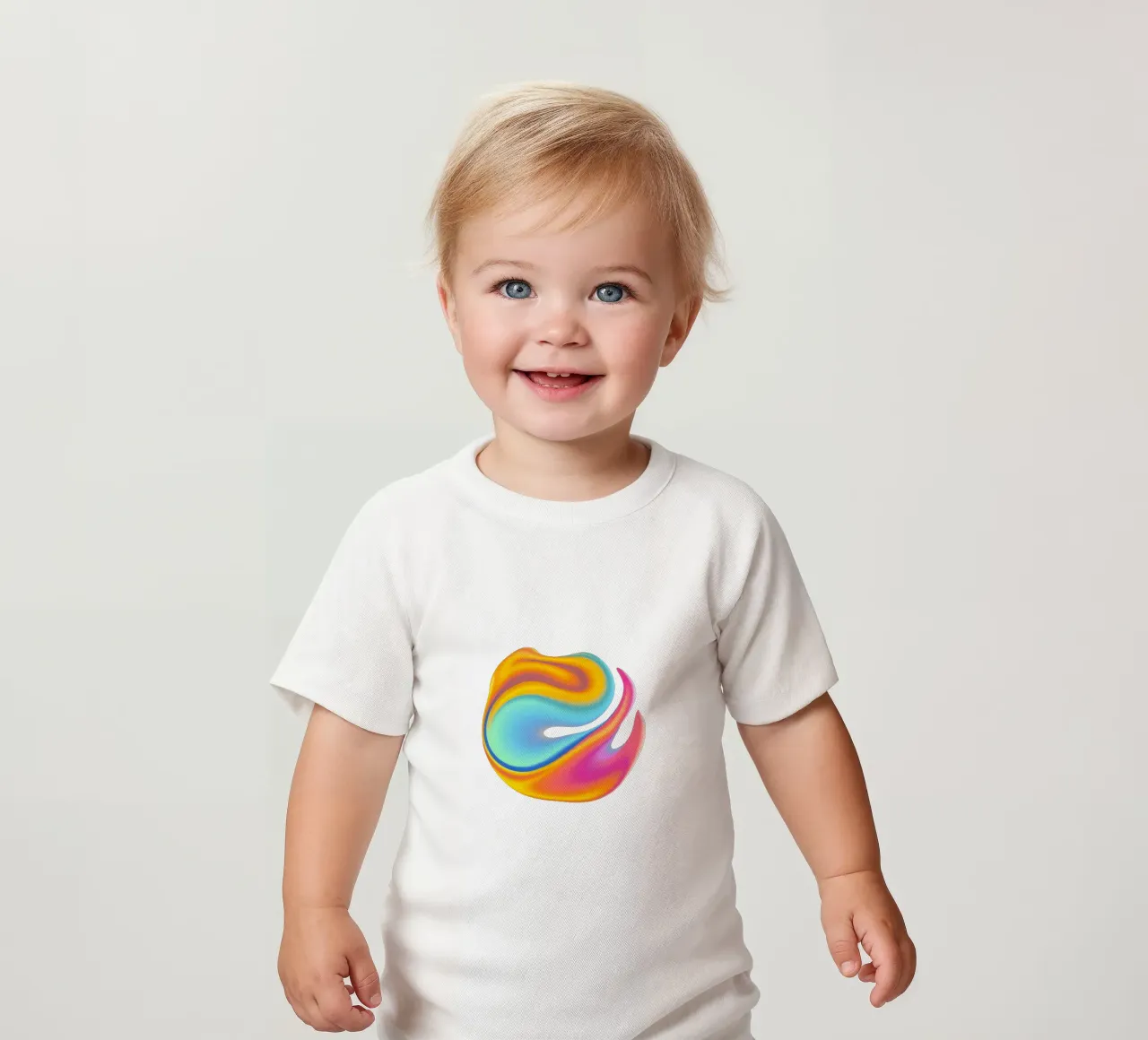 Colorful abstract swirl design blending logo baby t-shirt by DesignDoodle