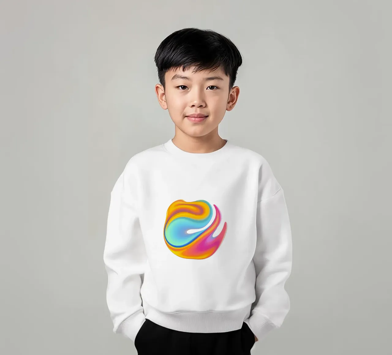 Logo astratto colorato con design a vortice che si fonde felpa bambino da DesignDoodle