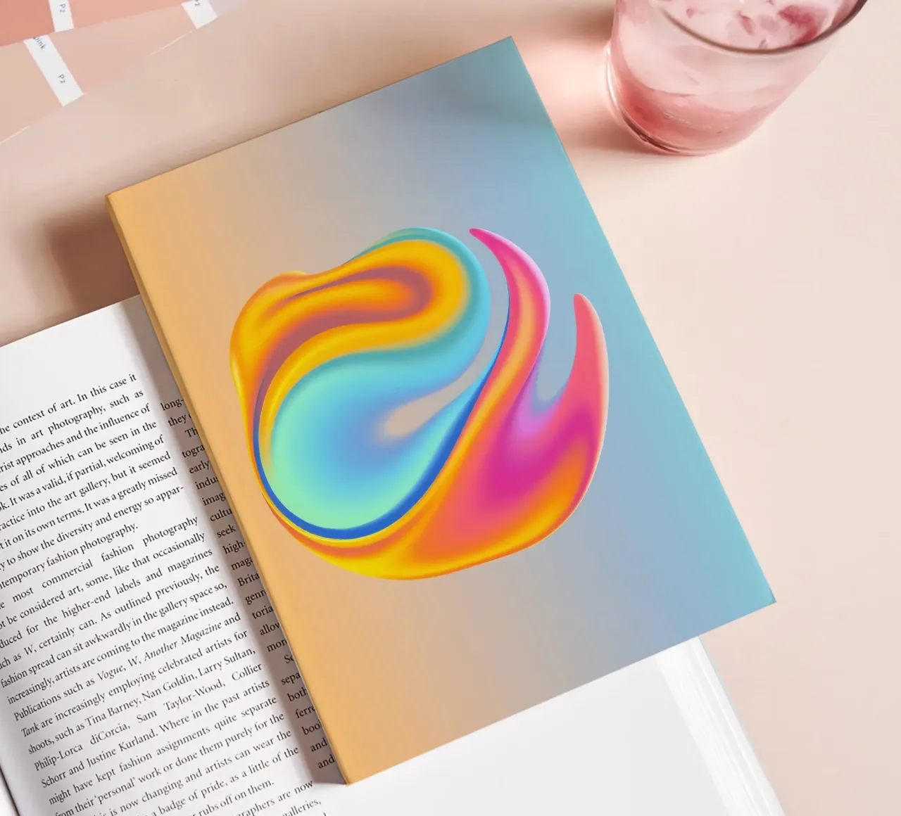 Colorful abstract swirl design blending logo notebook by DesignDoodle
