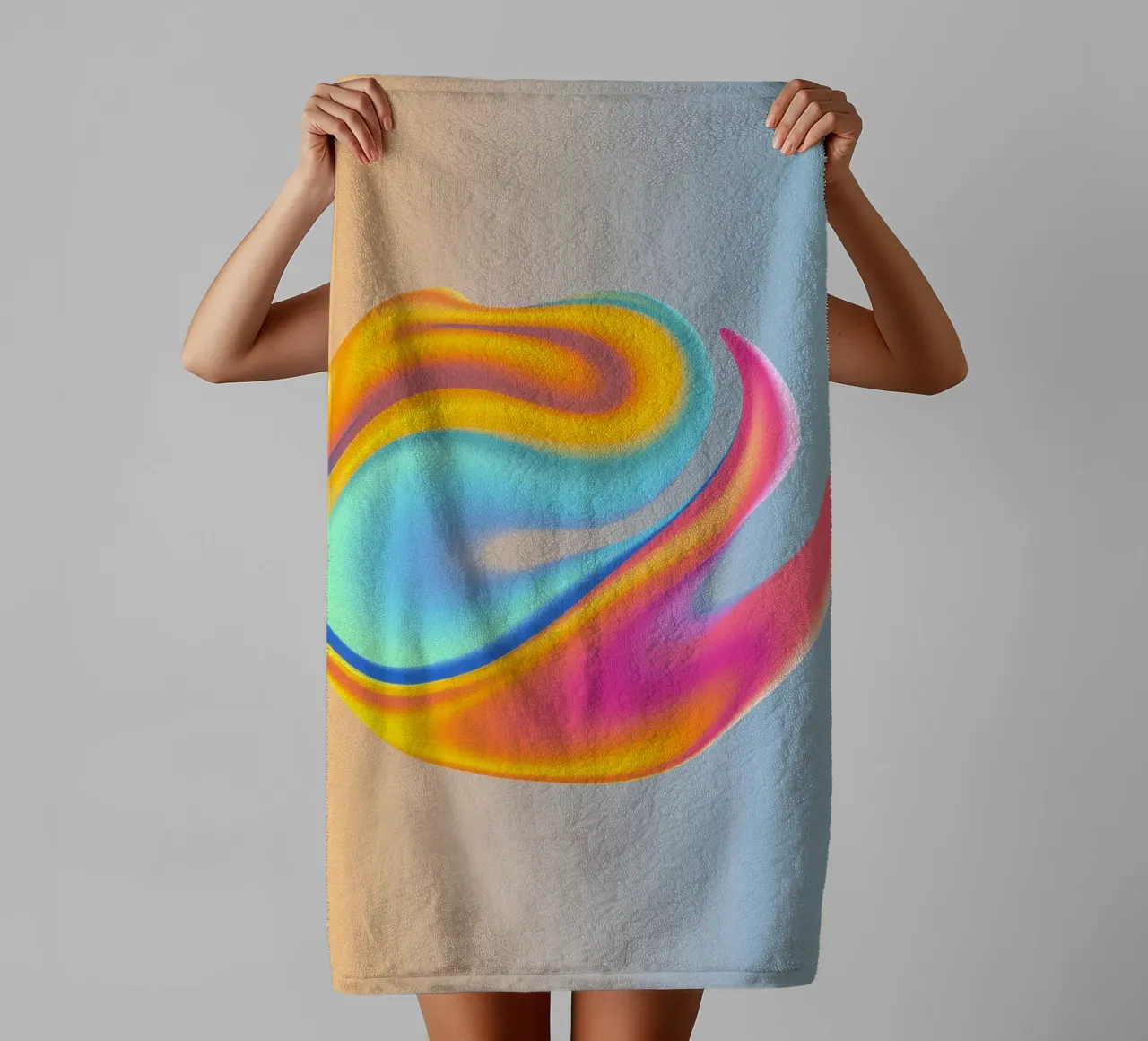 Kleurrijk abstract wervelontwerp dat logo mengt badhanddoek van DesignDoodle