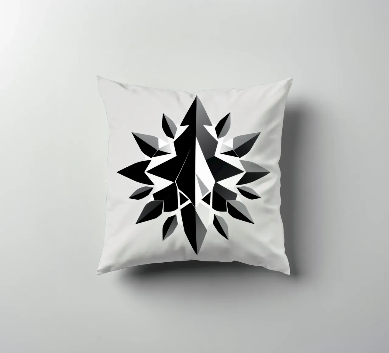 Dessin géométrique abstrait d'une étoile noire et blanche coussin de DesignDoodle