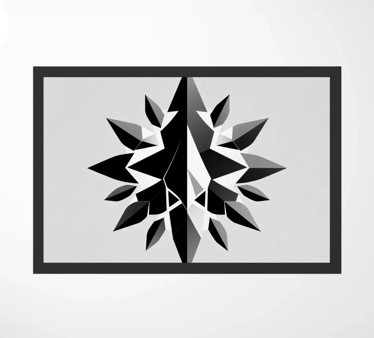 Abstract geometric design of a black and white star shape doormat by DesignDoodle