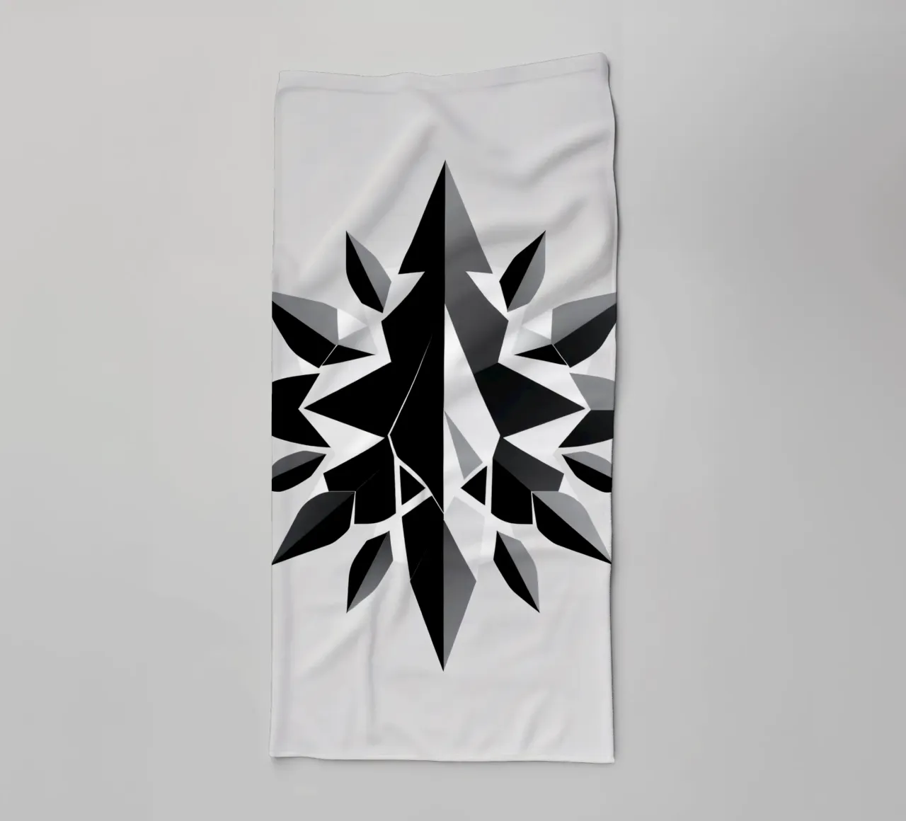Abstract geometric design of a black and white star shape towel by DesignDoodle