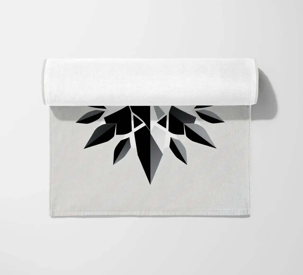 Abstract geometric design of a black and white star shape beach towel by DesignDoodle