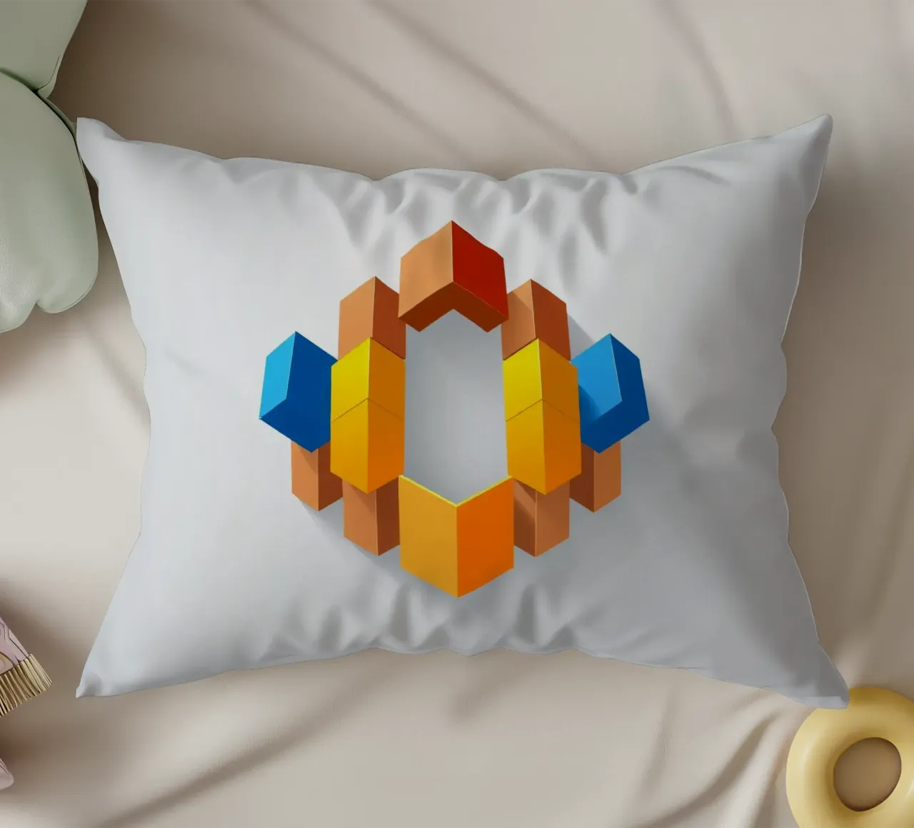 Forme geometriche colorate disposte in un motivo creativo cuscino da DesignDoodle