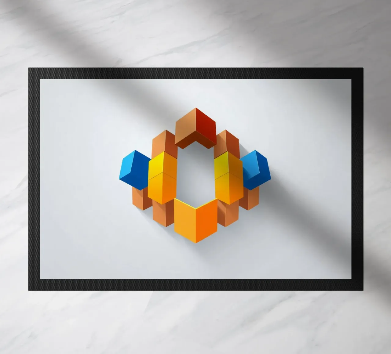 Forme geometriche colorate disposte in un motivo creativo zerbino da DesignDoodle