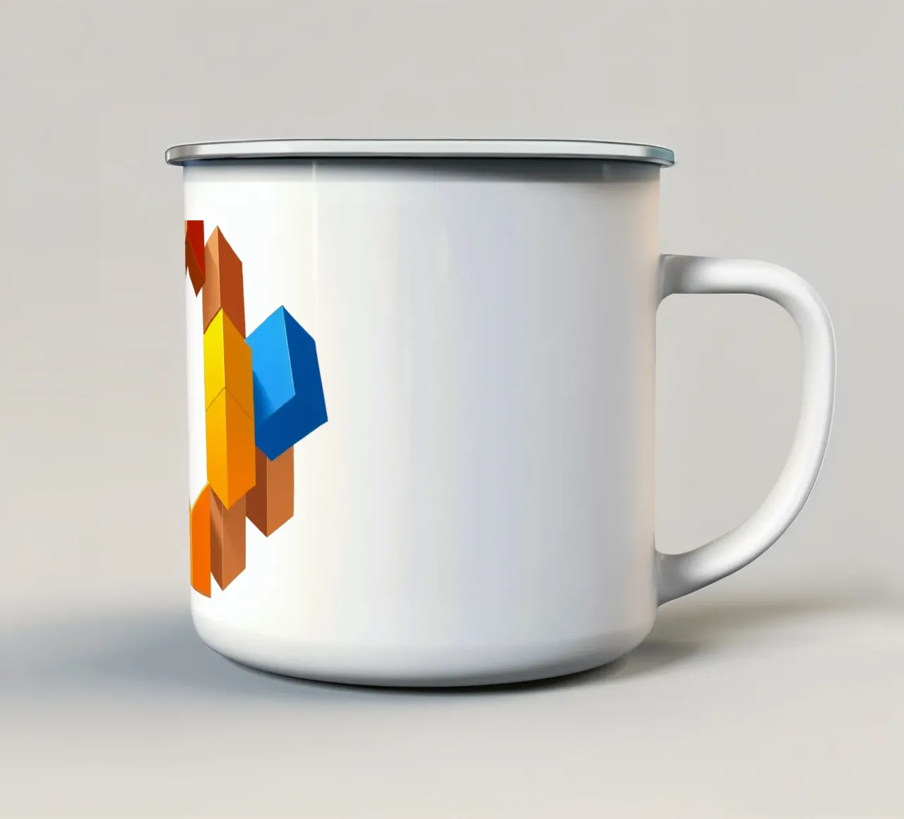Forme geometriche colorate disposte in un motivo creativo tazza in smalto da DesignDoodle