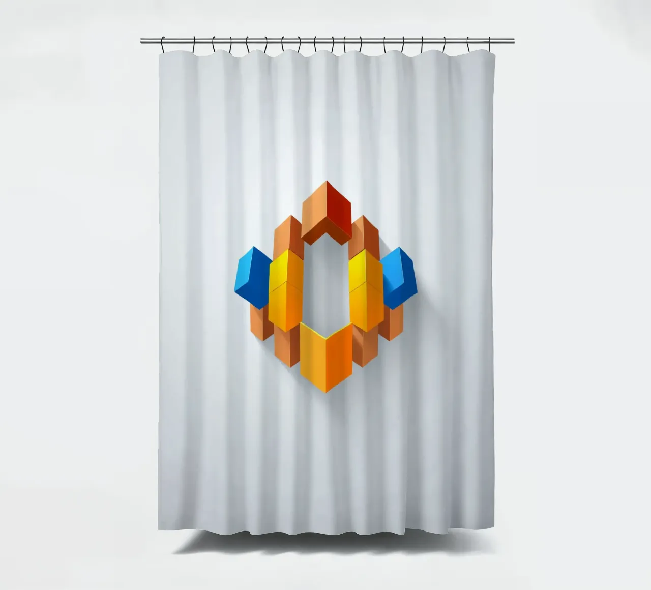Forme geometriche colorate disposte in un motivo creativo tenda da doccia da DesignDoodle