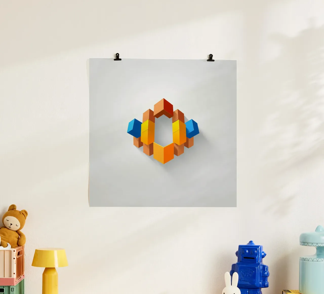 Forme geometriche colorate disposte in un motivo creativo carta hahnemühle da DesignDoodle