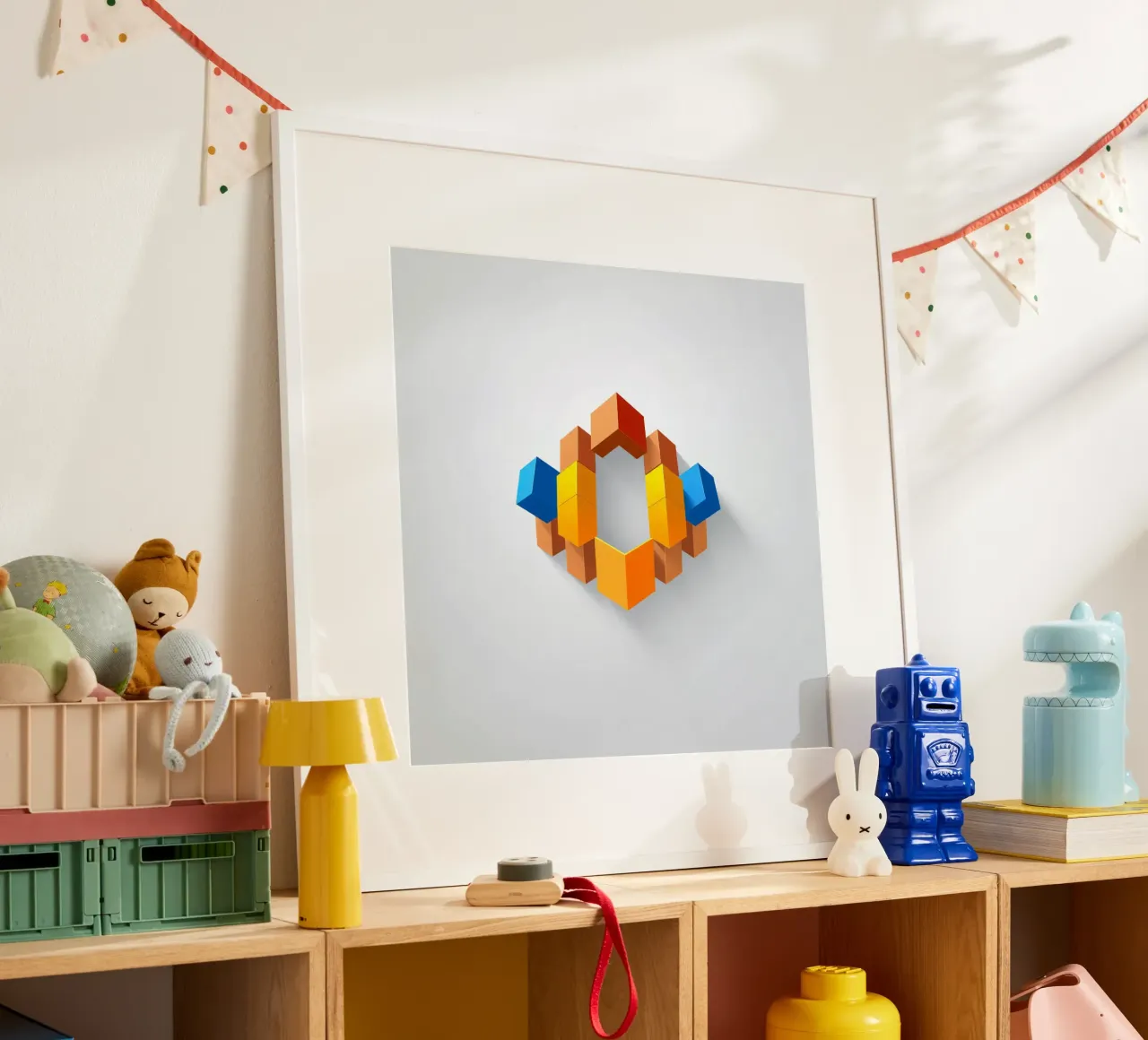 Forme geometriche colorate disposte in un motivo creativo carta hahnemühle da DesignDoodle