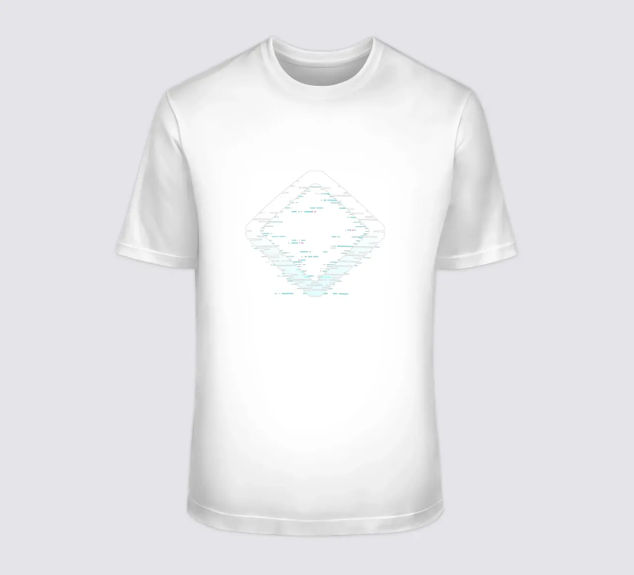 Abstract digital art displaying a glitched diamond shape t-shirt by DesignDoodle
