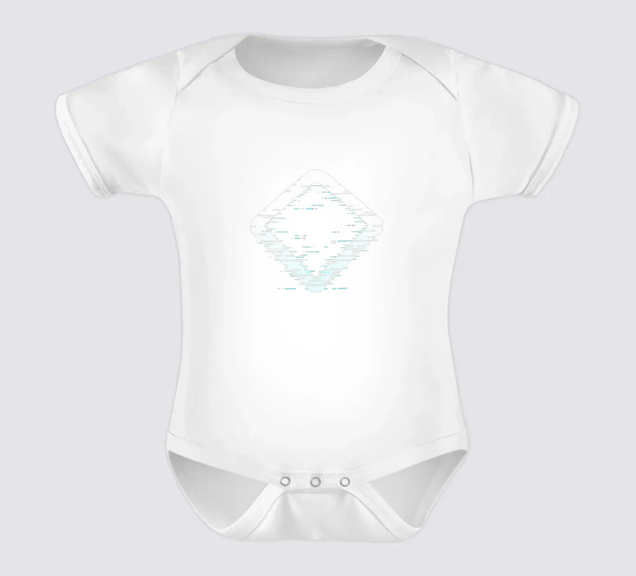 Abstract digital art displaying a glitched diamond shape short-sleeve baby romper by DesignDoodle