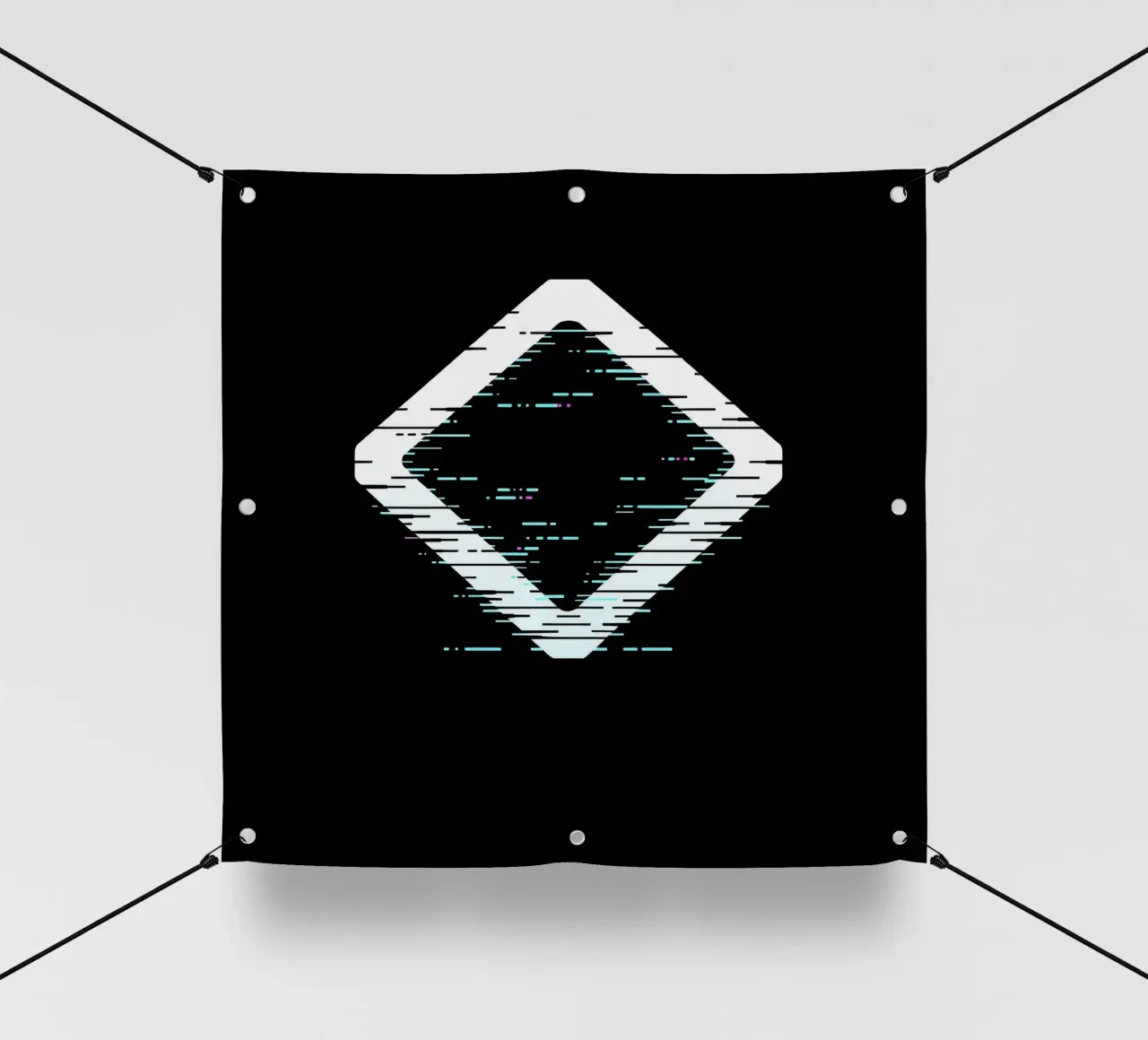 Abstract digital art displaying a glitched diamond shape pvc cover by DesignDoodle