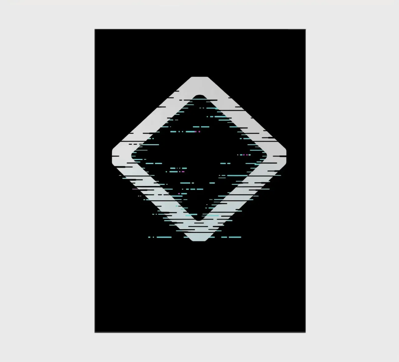 Abstract digital art displaying a glitched diamond shape notebook by DesignDoodle