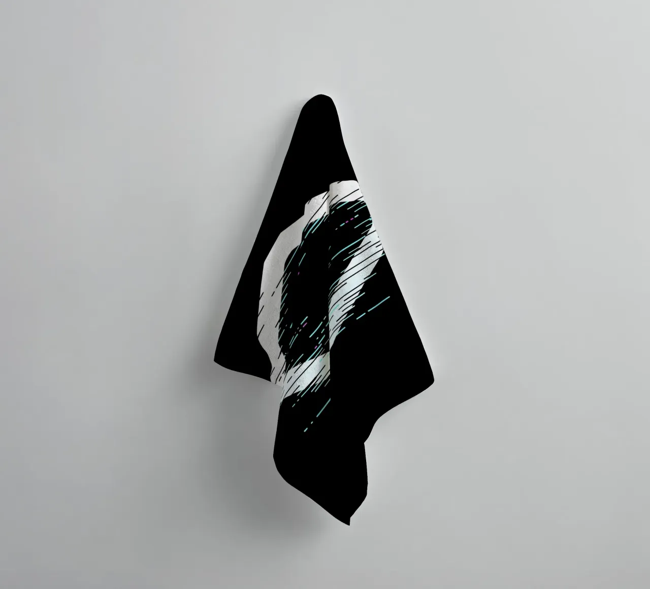 Abstract digital art displaying a glitched diamond shape towel by DesignDoodle