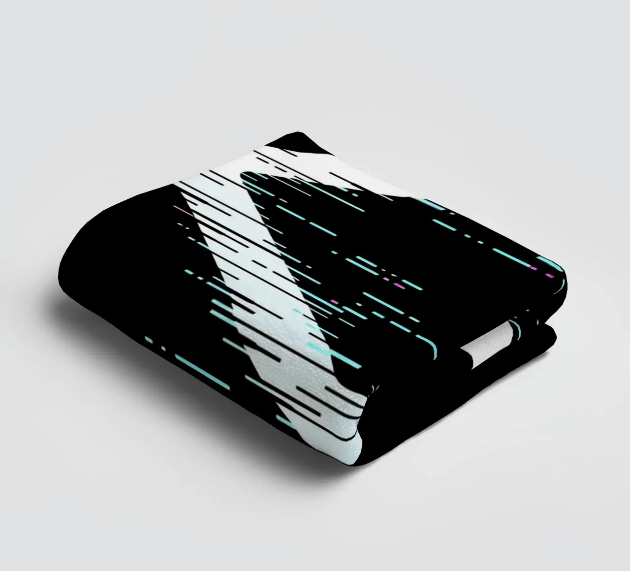 Abstract digital art displaying a glitched diamond shape towel by DesignDoodle