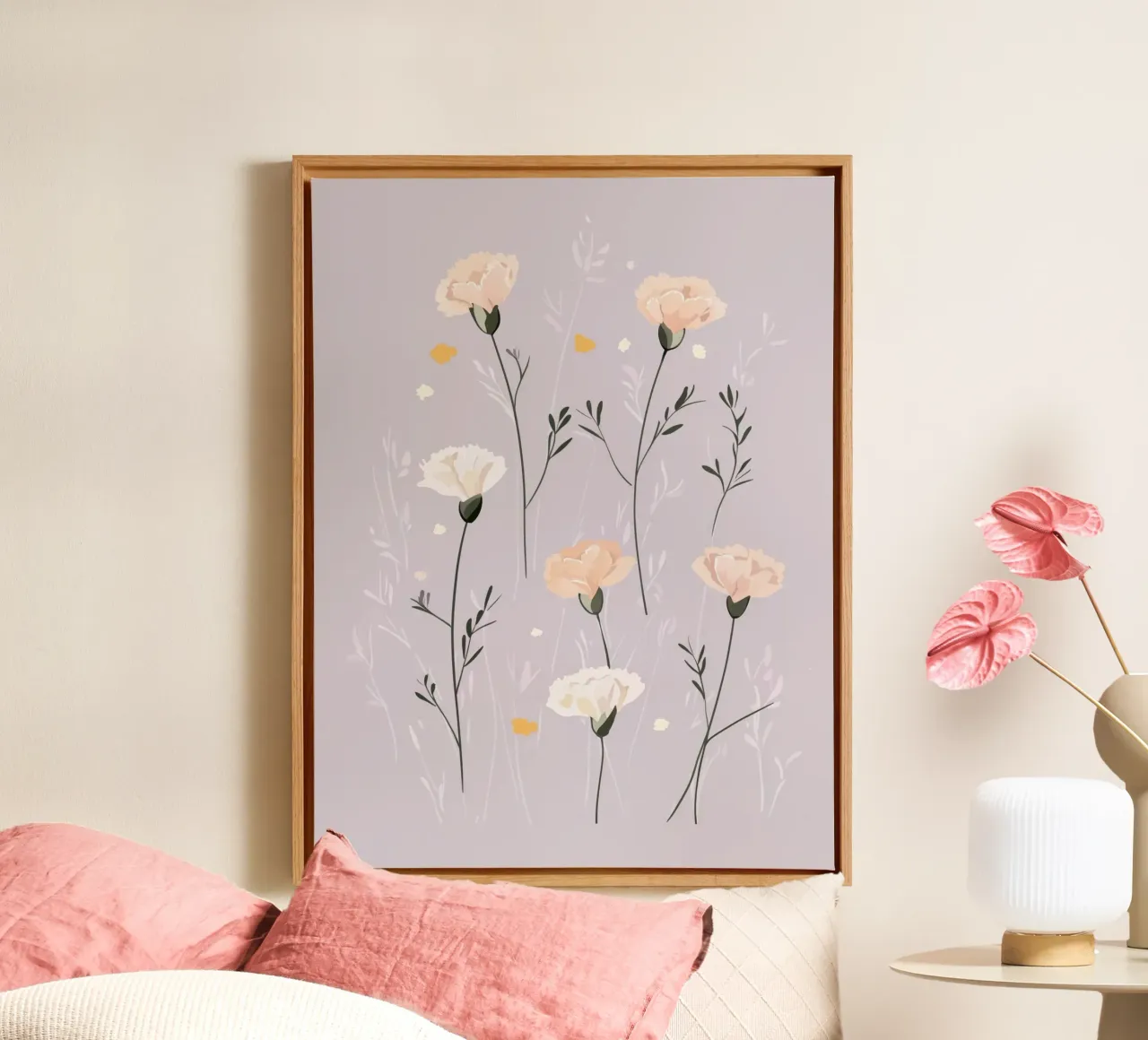 Pastel Carnations tela con Cornice a cassetta da treechild