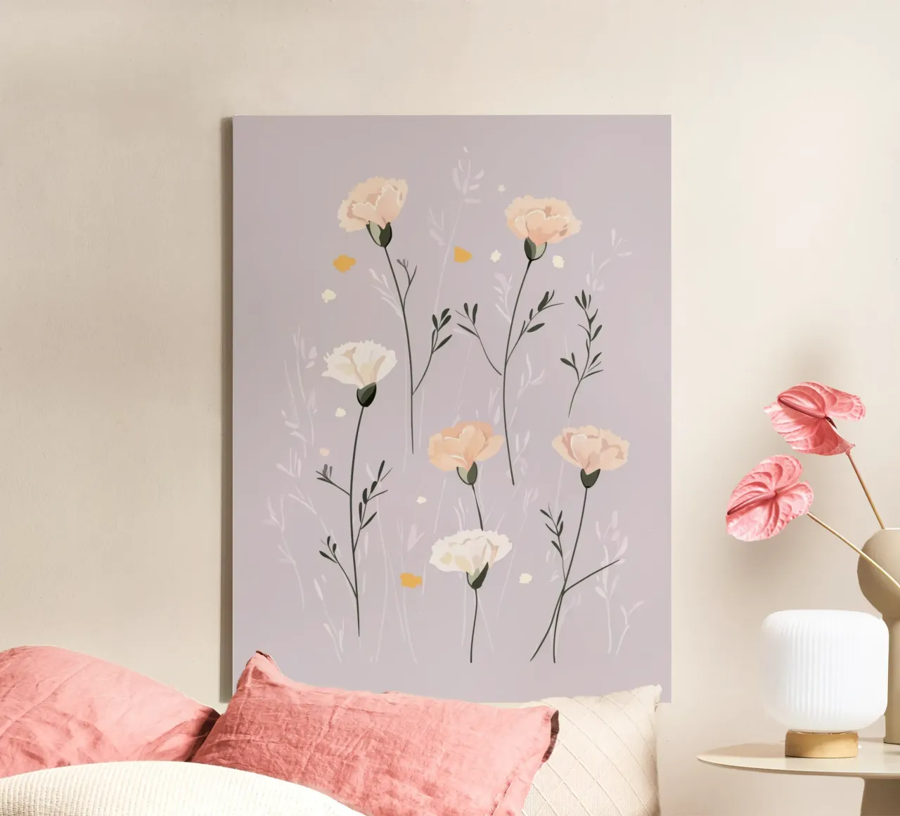 Pastel Carnations tela con Cornice a cassetta da treechild