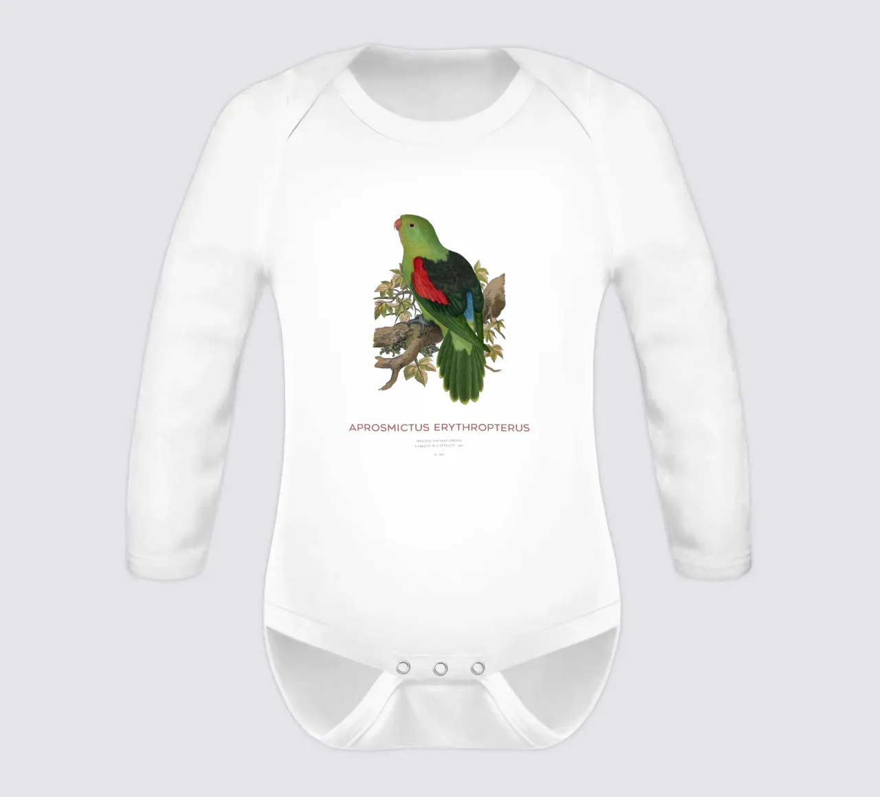 Rotflügelsittich oder Aprosmictus erythropterus Langarm Babybody von Vintagrafica