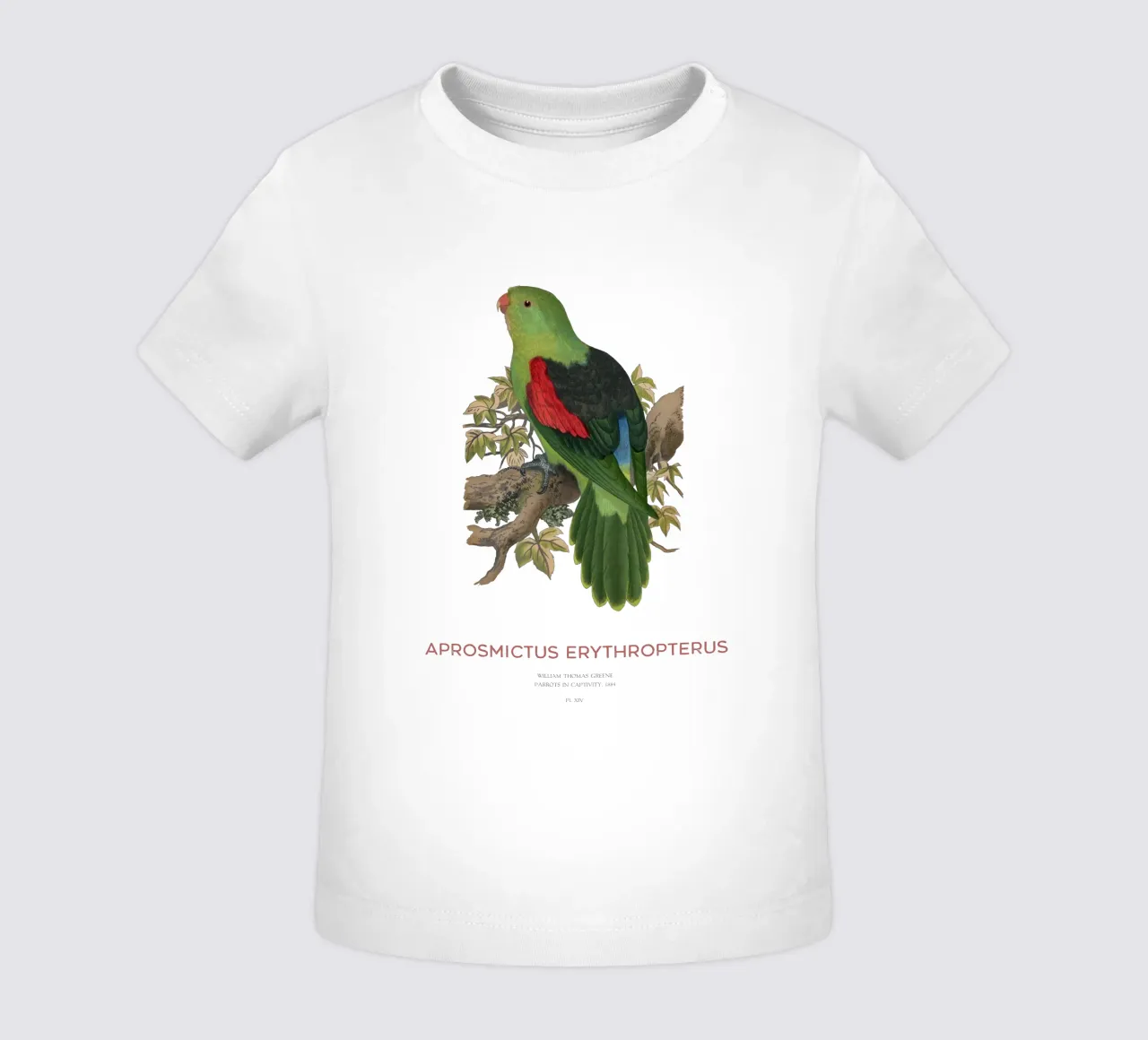 Red-winged parrot or Aprosmictus erythropterus baby t-shirt by Vintagrafica