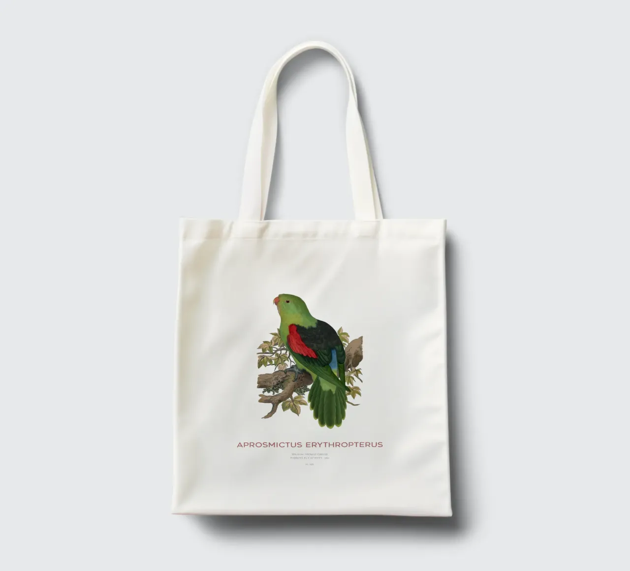 Rotflügelsittich oder Aprosmictus erythropterus Jutebeutel von Vintagrafica