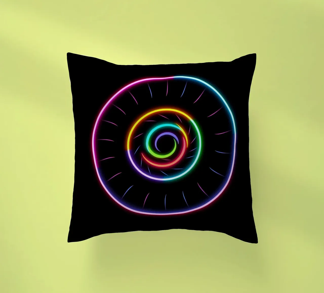Disegno luminoso a spirale colorato con colori al neon cuscino da DesignDoodle