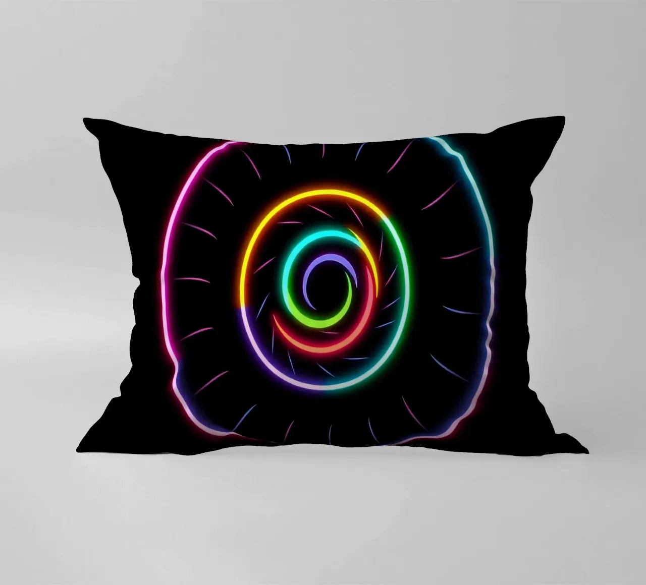 Disegno luminoso a spirale colorato con colori al neon cuscino da DesignDoodle