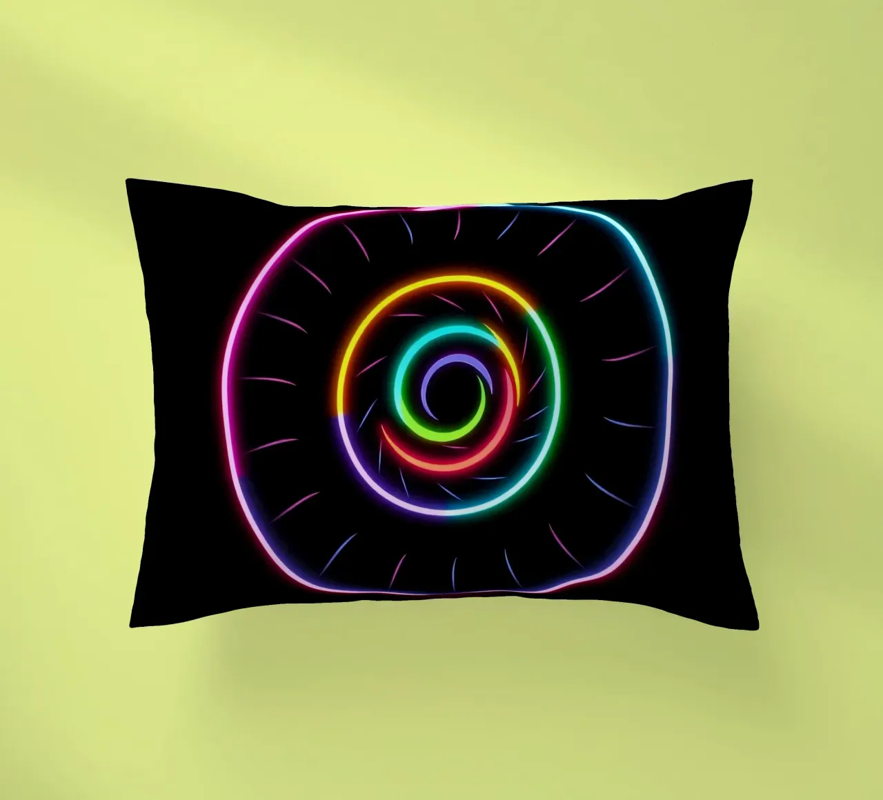Disegno luminoso a spirale colorato con colori al neon cuscino da DesignDoodle