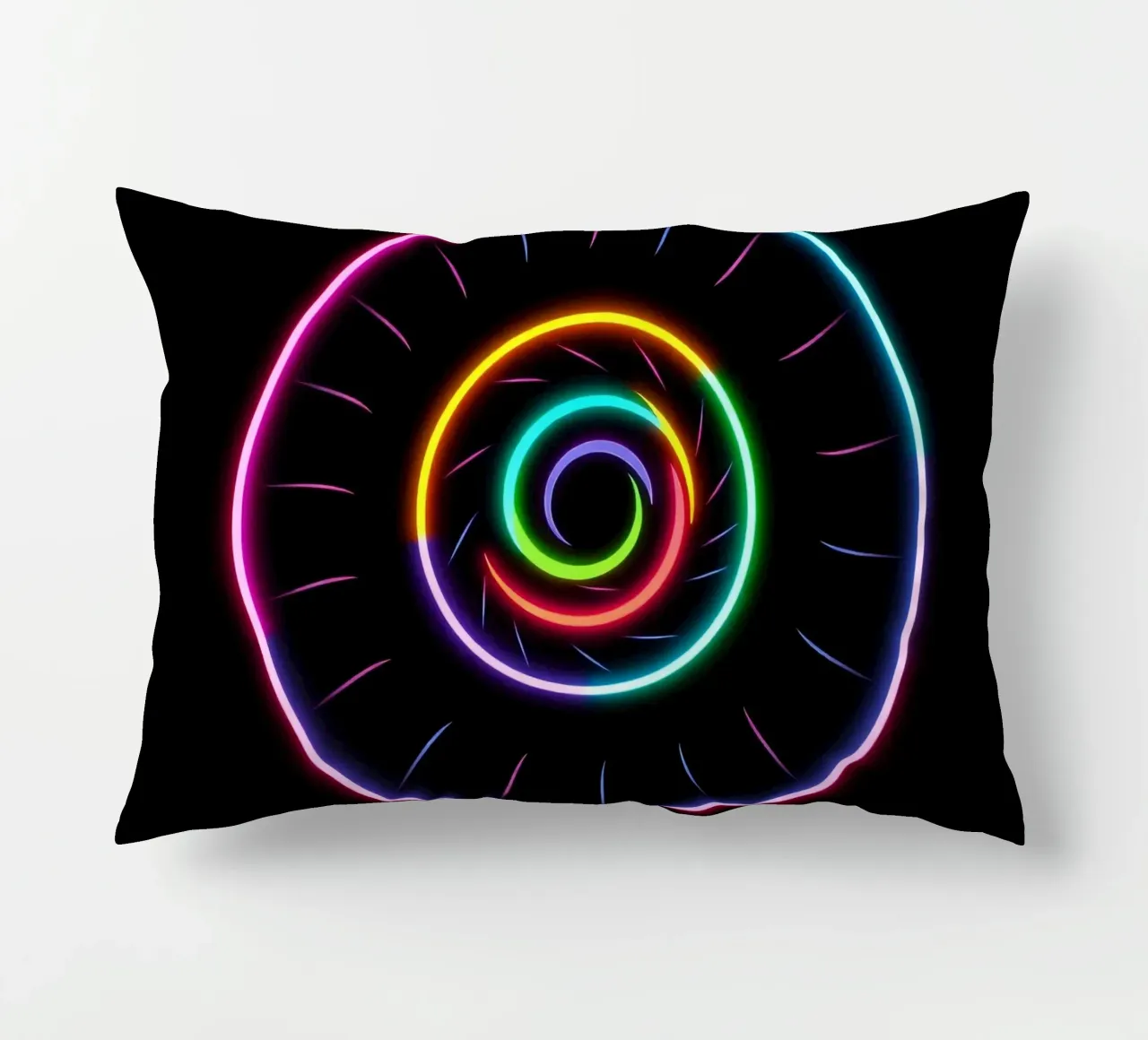 Disegno luminoso a spirale colorato con colori al neon cuscino da DesignDoodle