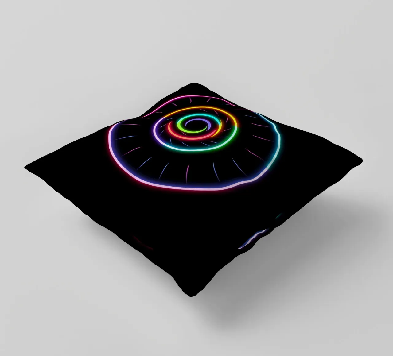 Disegno luminoso a spirale colorato con colori al neon cuscino da DesignDoodle