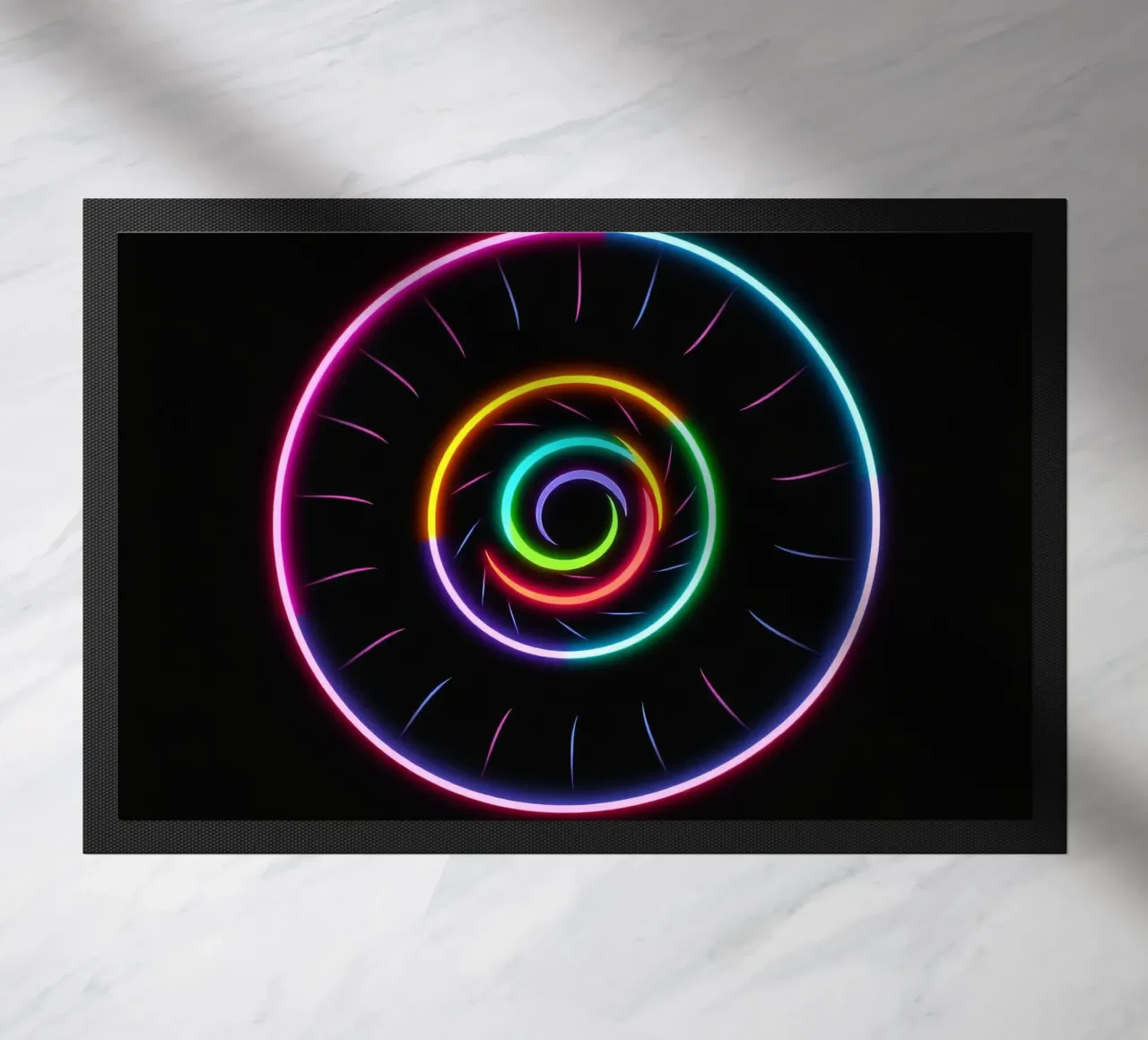 Disegno luminoso a spirale colorato con colori al neon zerbino da DesignDoodle