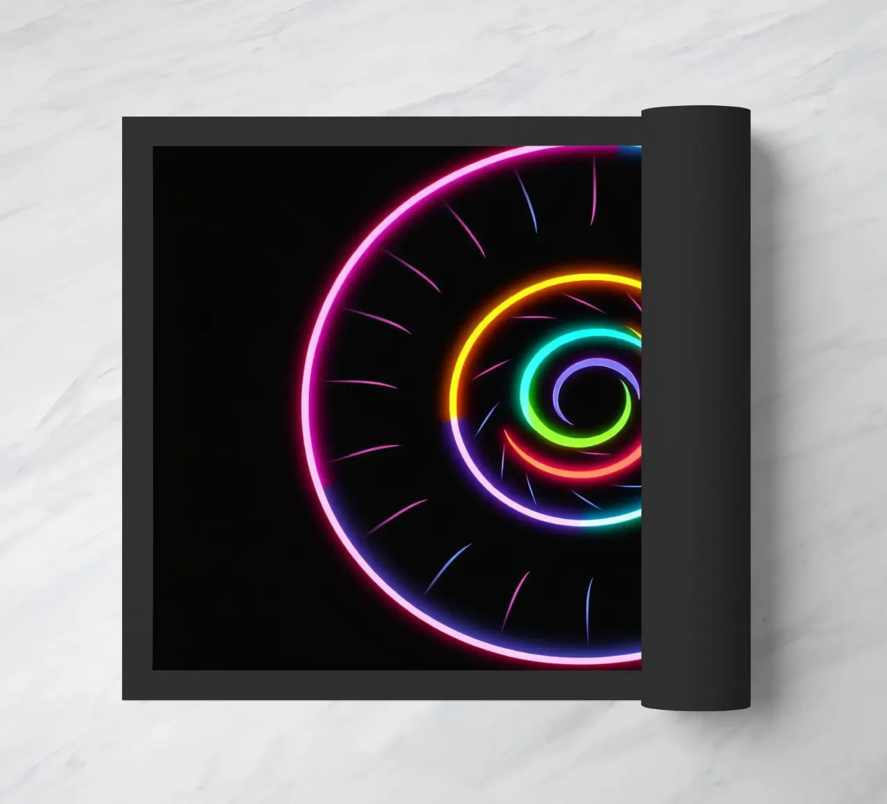 Disegno luminoso a spirale colorato con colori al neon zerbino da DesignDoodle