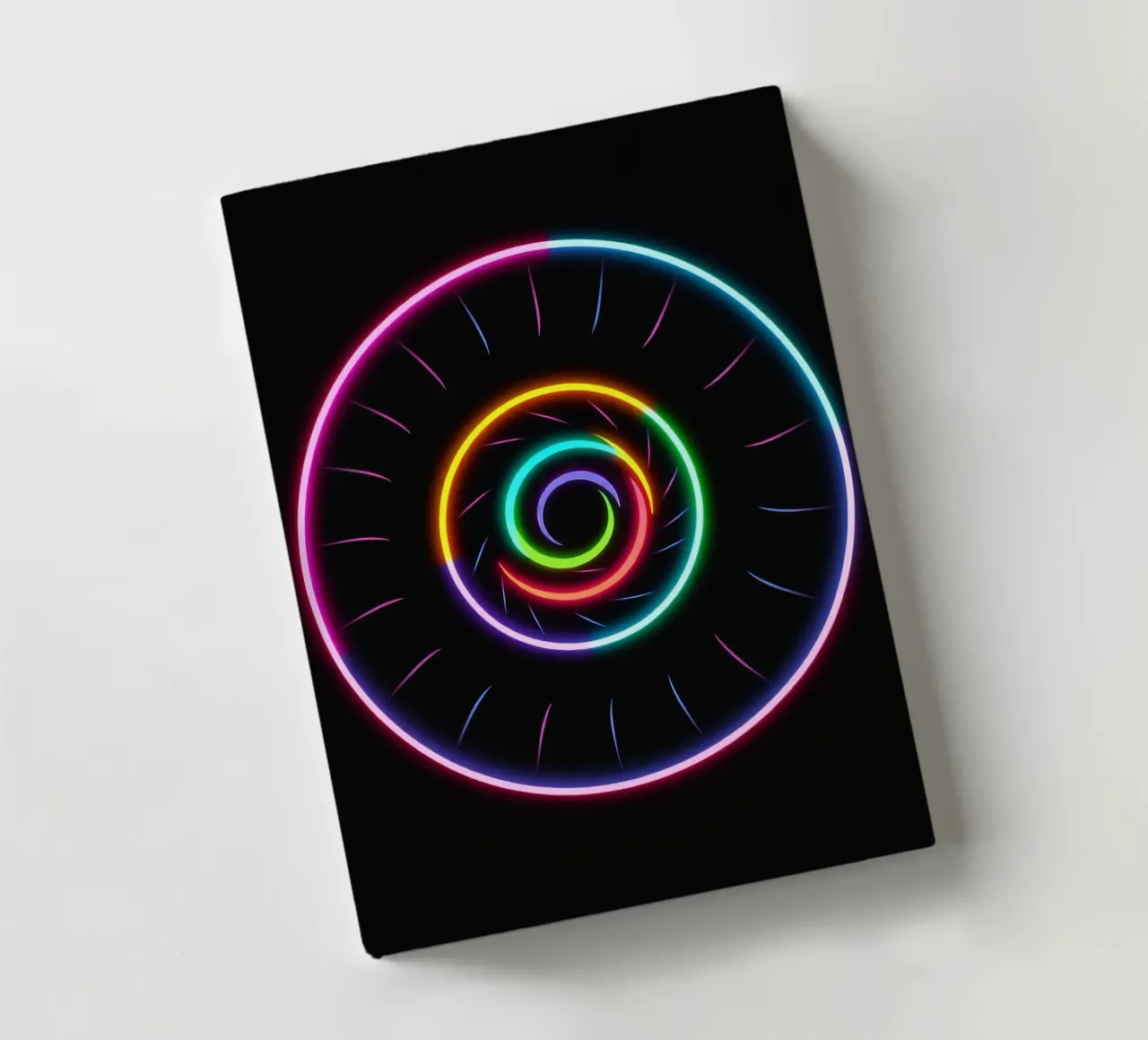 Colorful spiral light pattern with neon colors notebook by DesignDoodle