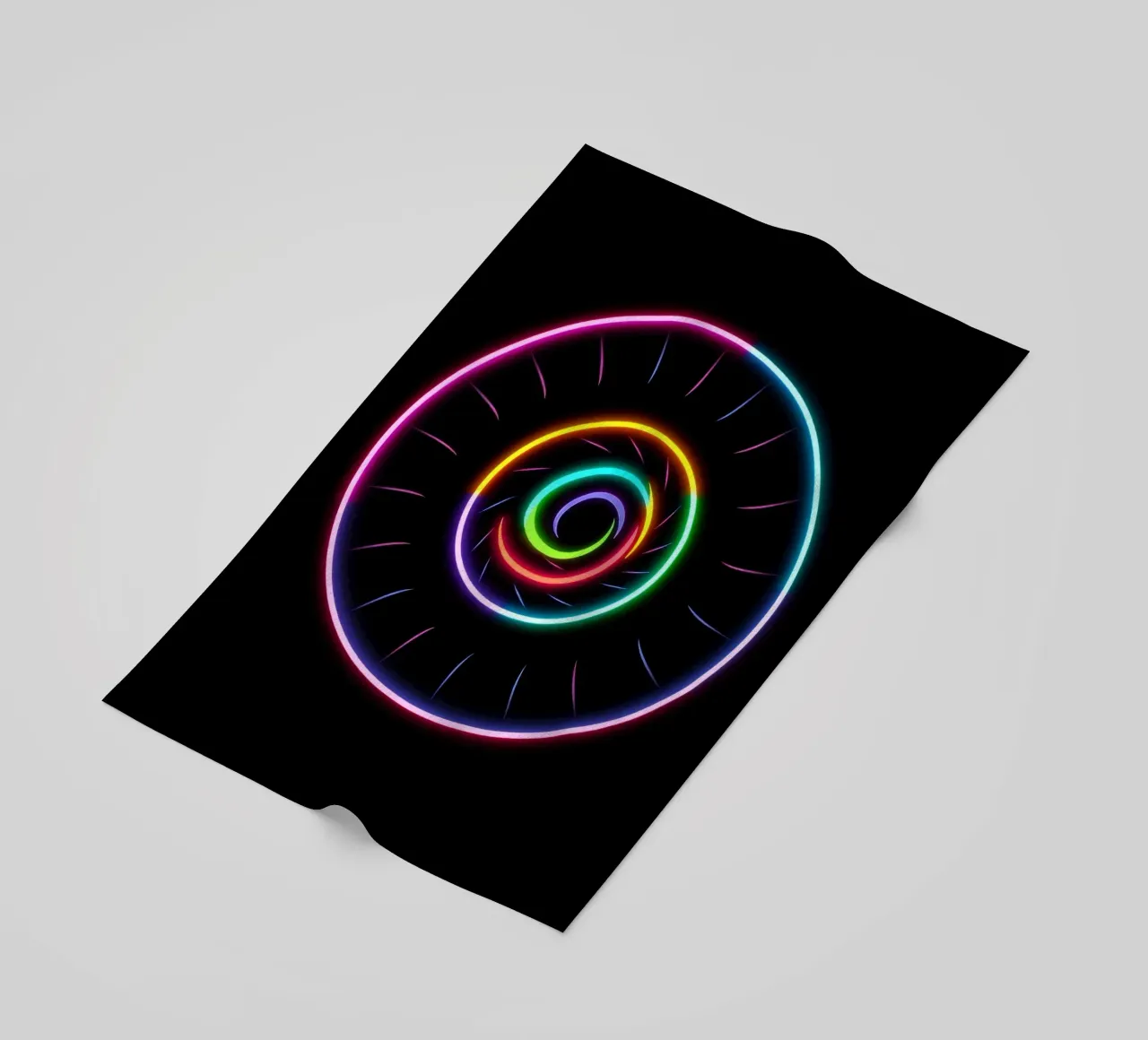Disegno luminoso a spirale colorato con colori al neon telo mare da DesignDoodle