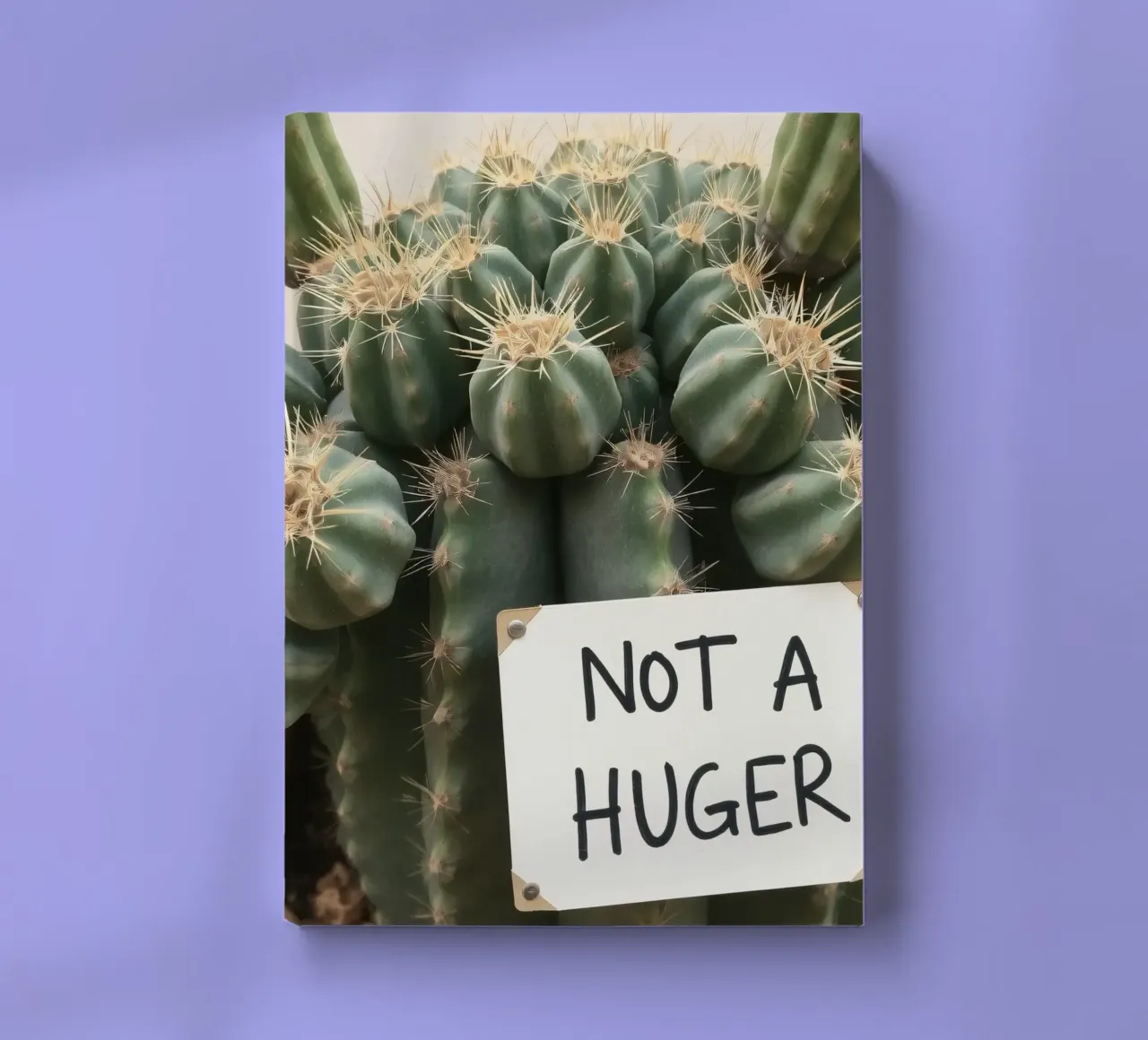 A playful cactus with a humorous sign stands notebook by DesignDoodle