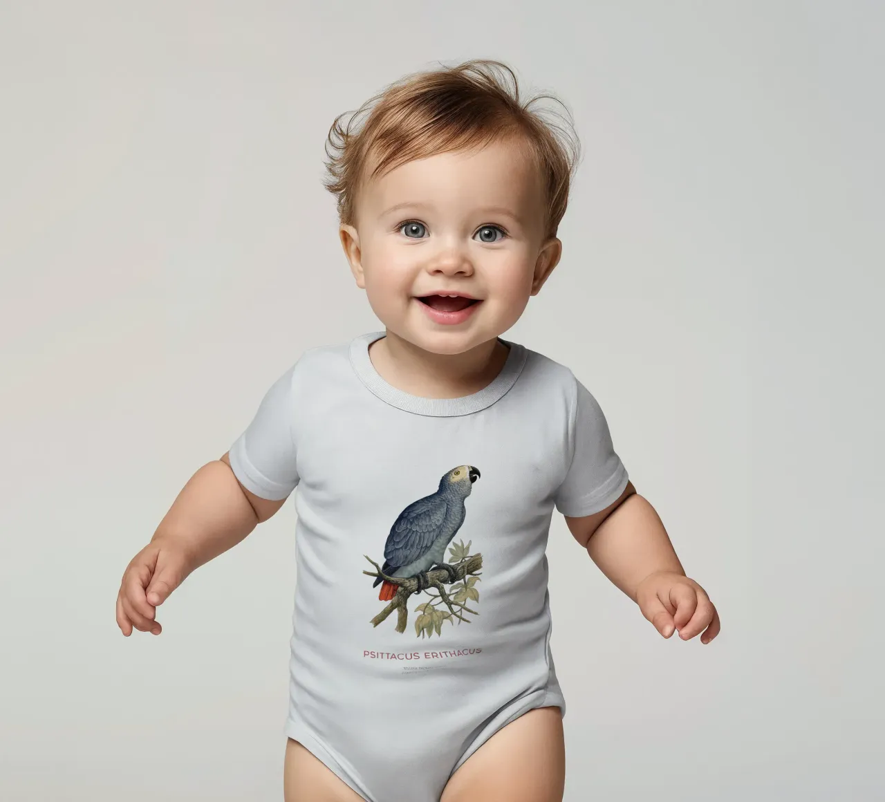 Graupapagei oder Psittacus erithacus Kurzarm Babybody von Vintagrafica