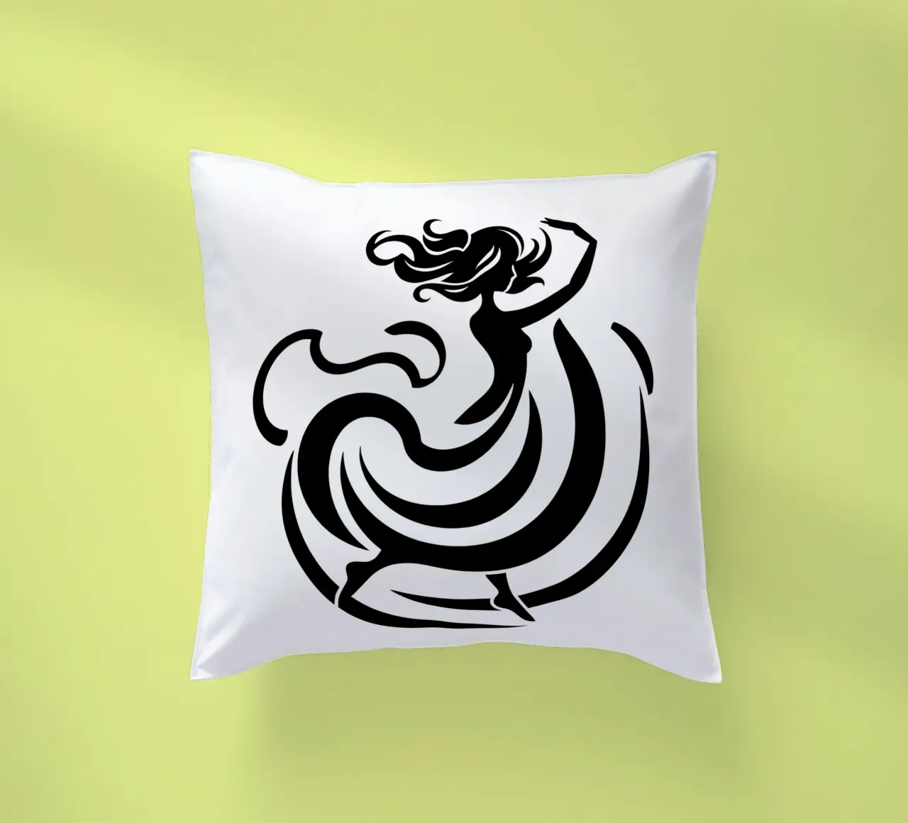 A graceful dancer in motion with flowing lines decorative cushion by DesignDoodle