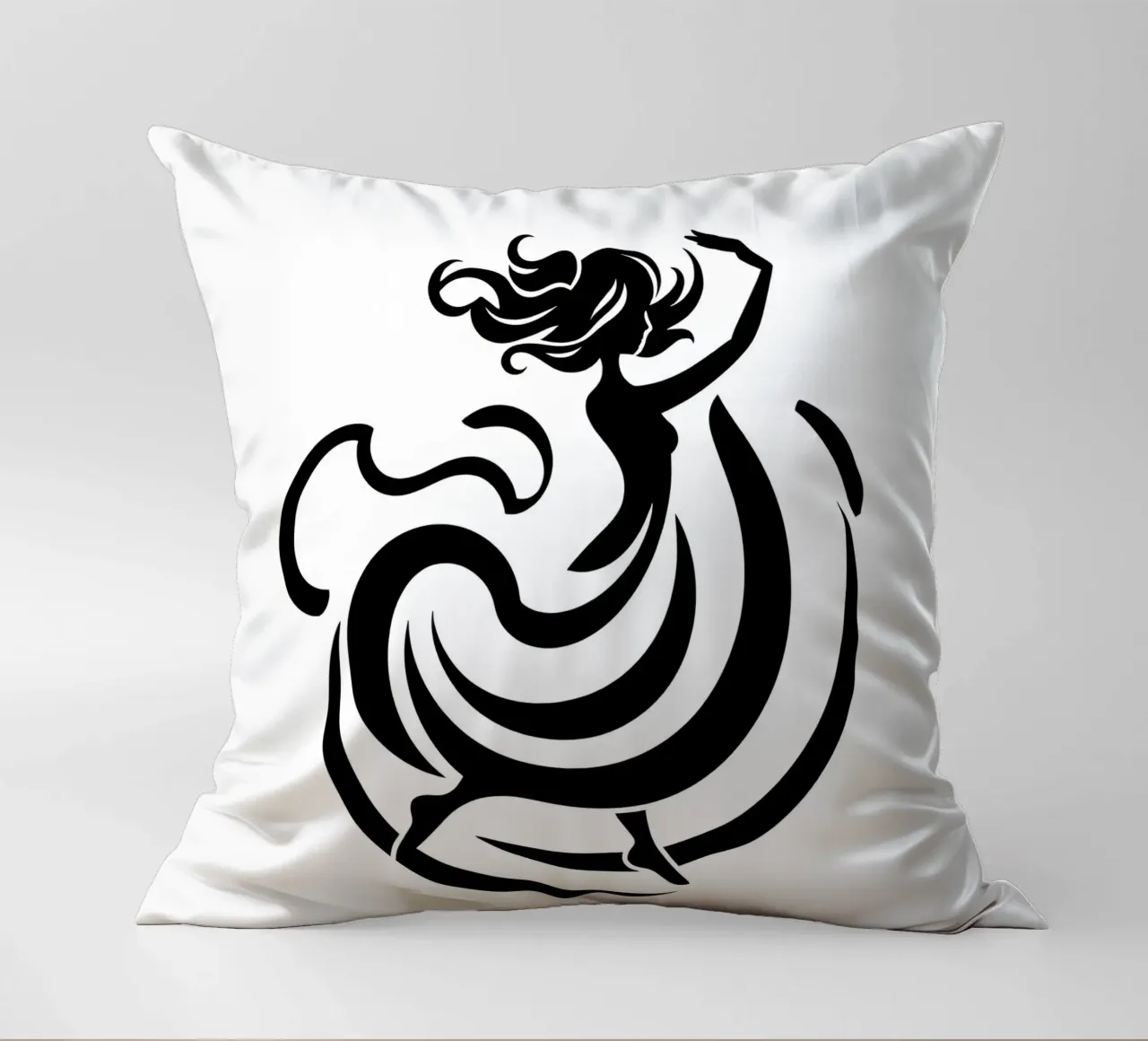 A graceful dancer in motion with flowing lines decorative cushion by DesignDoodle