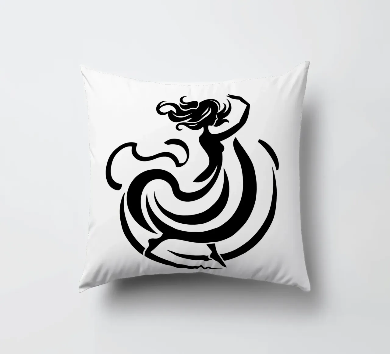 A graceful dancer in motion with flowing lines decorative cushion by DesignDoodle
