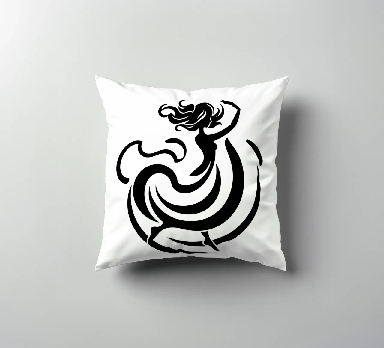A graceful dancer in motion with flowing lines decorative cushion by DesignDoodle
