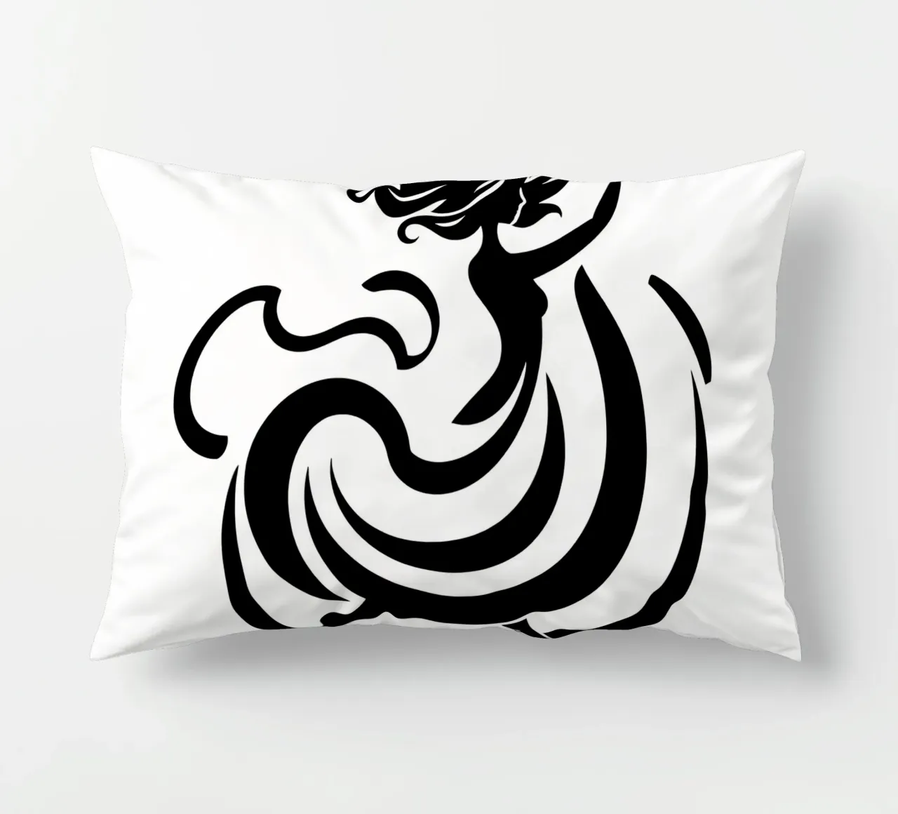 A graceful dancer in motion with flowing lines decorative cushion by DesignDoodle