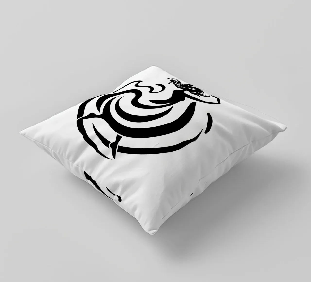 A graceful dancer in motion with flowing lines decorative cushion by DesignDoodle