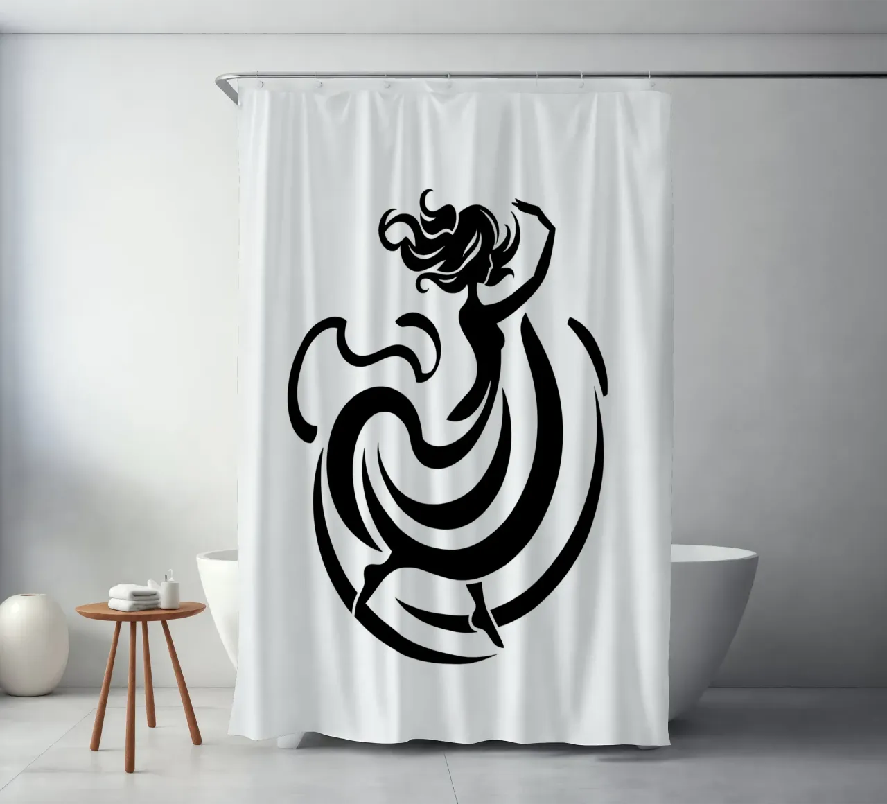 A graceful dancer in motion with flowing lines shower curtain by DesignDoodle